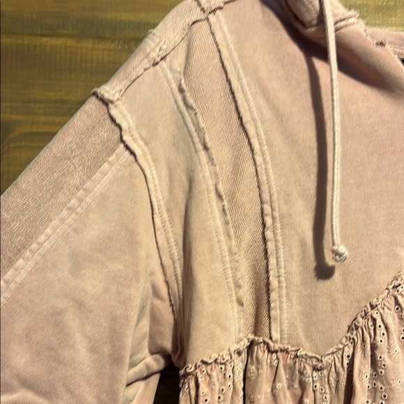 FREE PEOPLE Pink Hooded Tunic with Textured Details - Picture 4 of 5